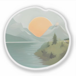 Adesivo Horizonte-ouro: Sol por perto do lago
