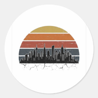 Adesivo Horizonte Urbano da Cidade dos Anos 80 Pôr do Sol 