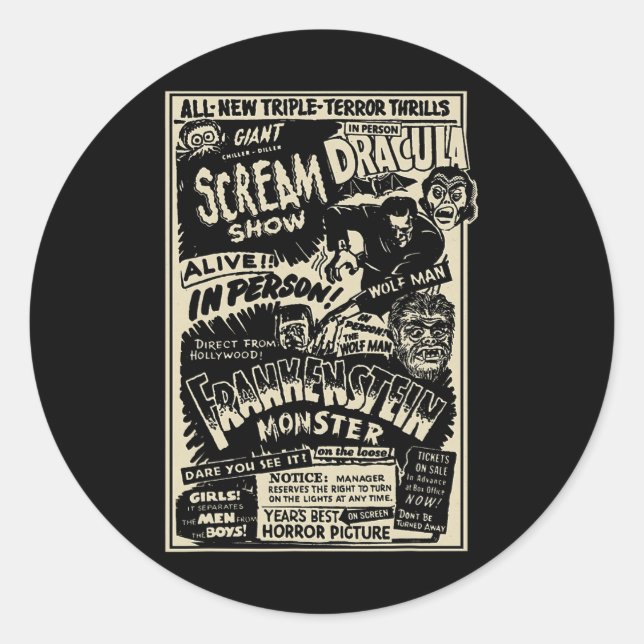 Adesivo Horror Movie Monster Mummy Dracula Werewolf Franke (Frente)