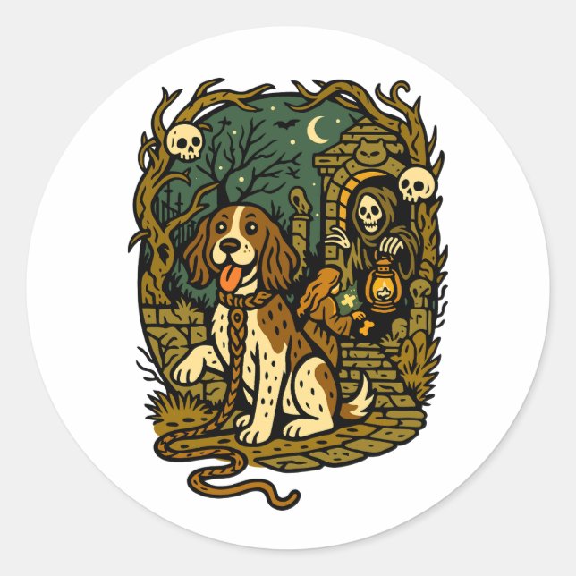 Adesivo Horror Spooky Skeleton Dog Aesthetic (Frente)
