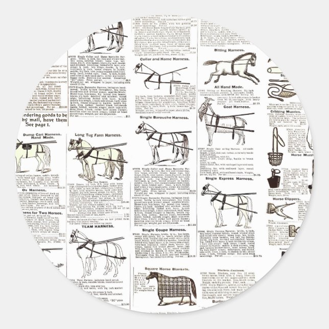 Adesivo Horse Antique Advertising Newpaper Art (Frente)