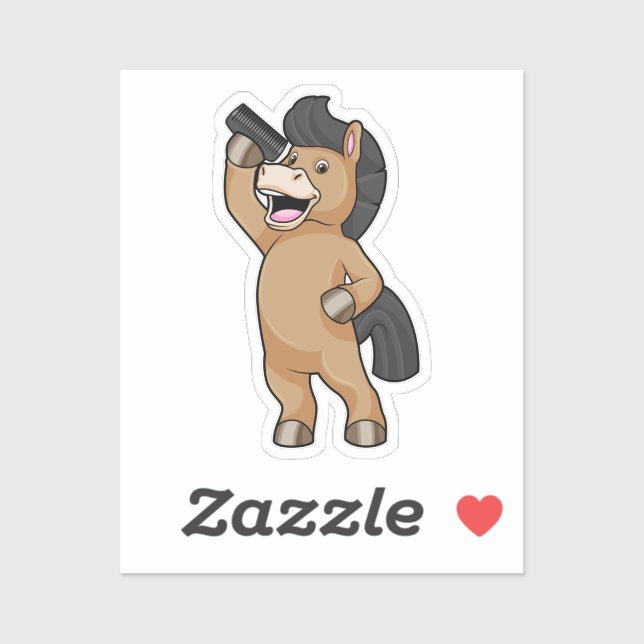 Adesivo Horse as Hairdresser with Comb (Folha)