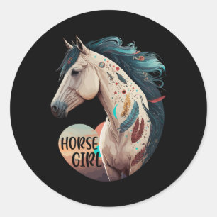 Adesivo Horse Girl Bohemian Retrato Equestre Horseback