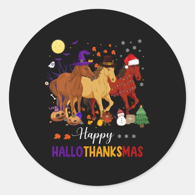 Adesivo Horse Halloween Thanksgiving Christmas Happy Hallo (Frente)