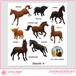 Adesivo Horses Highland Cows Farm Custom-Cut Vinyl Sticker