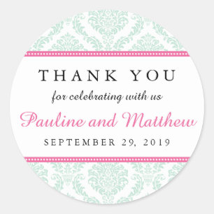 Adesivo Hortelã chique & casamento tema damasco