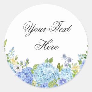 Adesivo Hortênsia Azul Floral Verde Água-forte Personaliza