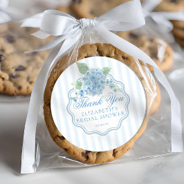 Adesivo Hortênsia Azul Vintage Flor Listra Obrigado