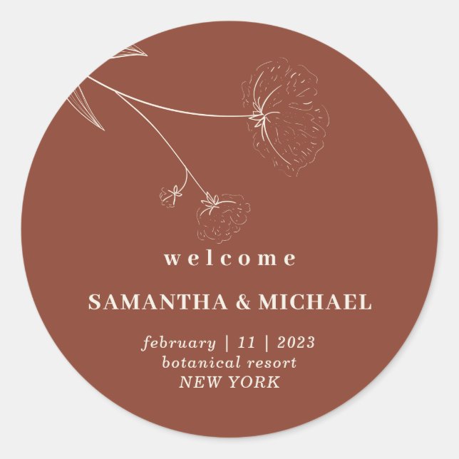 Adesivo Horton Floral Terracotta Indie Dia de Boas-vindas (Frente)