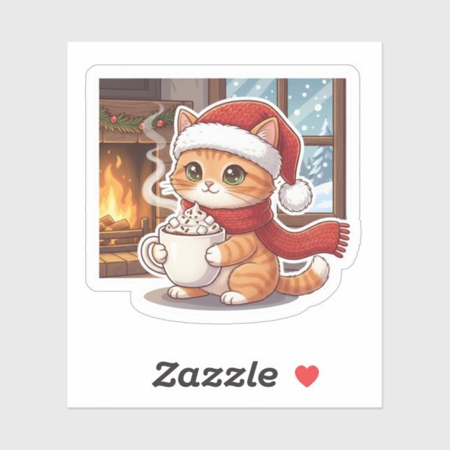 Adesivo Hot Cocoa Cat Cozy Christmas Mug Sticker (Folha)