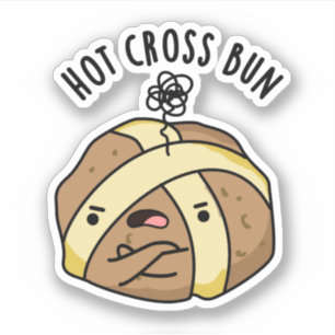 Adesivo Hot Cross Bun Engraçado Comida Pun