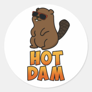 Adesivo Hot Dam Cubo Legal Beaver Pun