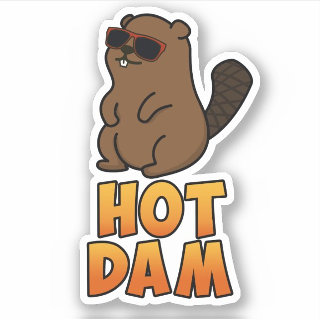 Adesivo Hot Dam Funny Legal Beaver Pun (Frente)