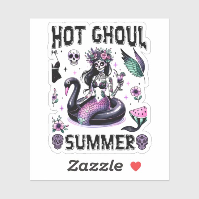 Adesivo Hot Ghoul Summer Spooky Mermaid Goth Halloween (Folha)