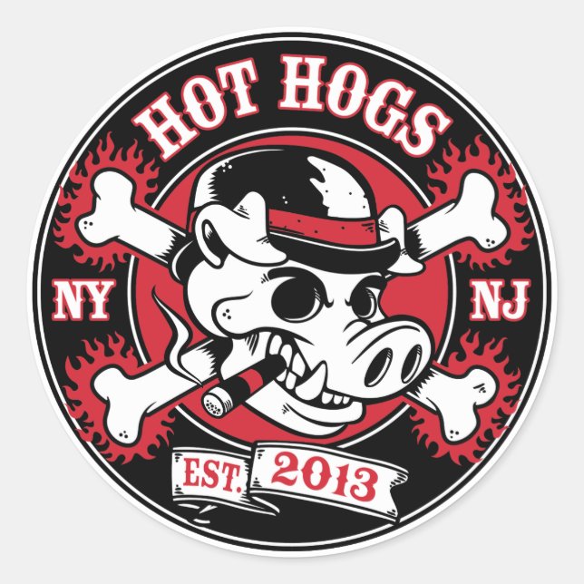 Adesivo Hot Hogs™ Classic Round Sticker (Frente)
