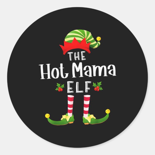 Adesivo Hot Mama Christmas Elf Matching Pajama X-mas Party (Frente)