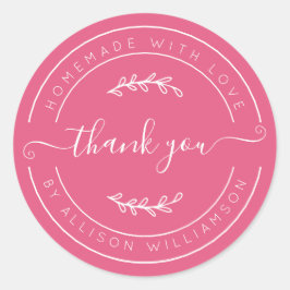 Adesivo Hot Pink Homemade Thank You Label