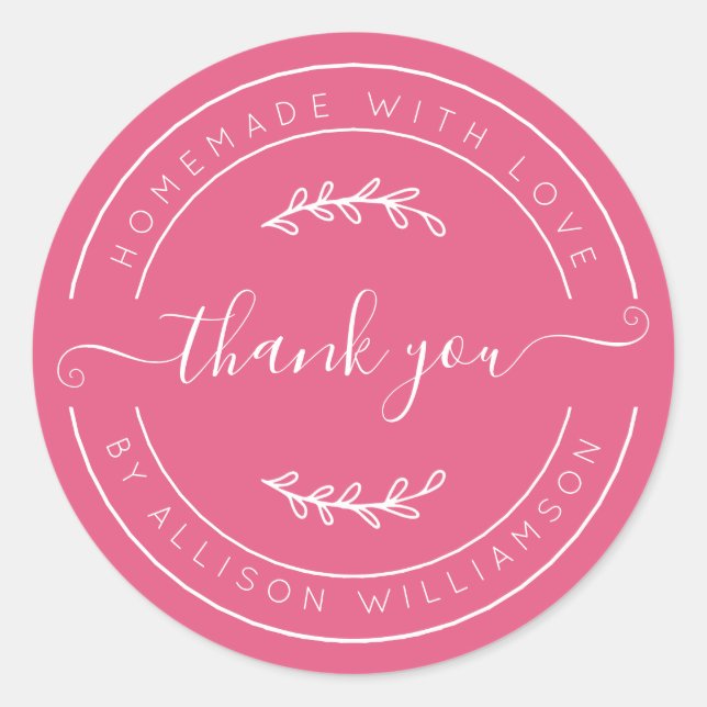 Adesivo Hot Pink Homemade Thank You Label (Frente)