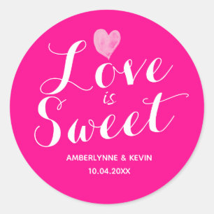 Adesivo Hot Pink Love é Sweet Classic Round Sticker