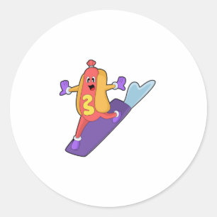 Adesivo Hotdog como Snowboarder com Sonowboard