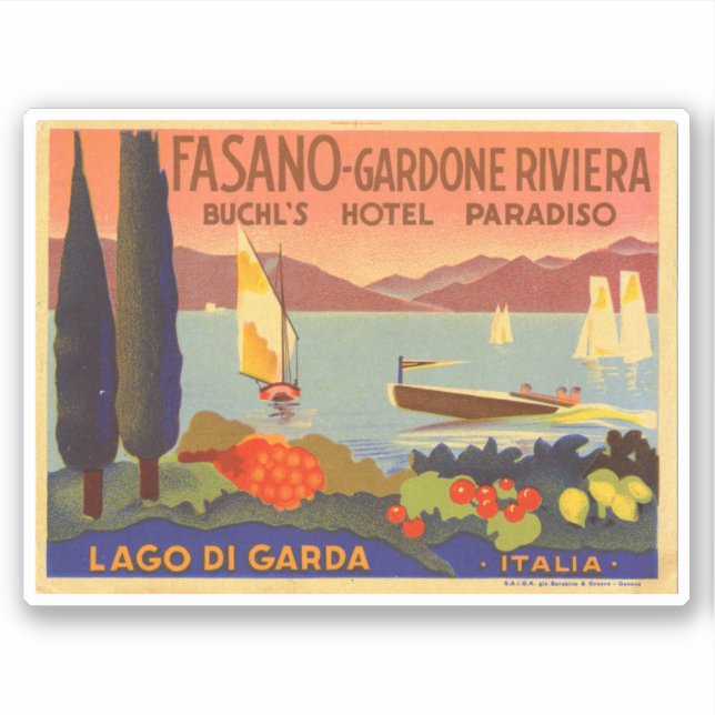 Adesivo Hotel Paradiso Fasoan Gardone Riviera (Frente)
