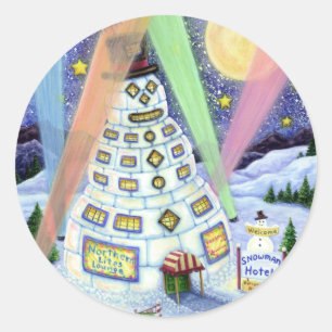 ADESIVO HOTEL SNOWMAN ENGRAÇADO, LUZES DE NORTE E PINGUIN