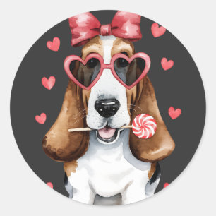Adesivo Hound Basset Adorável Aproveitando o Namorados Lol