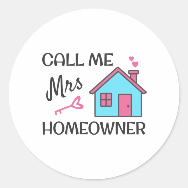 Adesivo Housewarming party Call me Mrs Homeowner (Frente)
