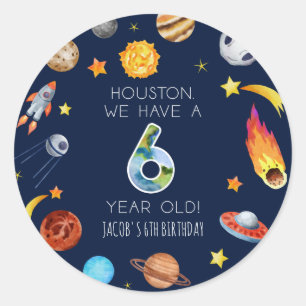 Adesivo Houston Temos Uma Festa De Aniversário De 6 Anos D