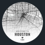 Adesivo Houston, Texas City Map | Boas-vindas<br><div class="desc">Um adesivo de casamento de boas-vindas com a cidade de Houston,  Texas e seu layout de mapa de despesas gerais exclusivo adaptado ao convite de casamento do Localizador de Amor de Austin,  Texas.</div>