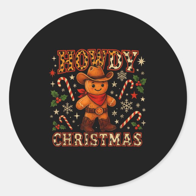 Adesivo Howdy Christmas Cowboy Gingerbread Design  (Frente)