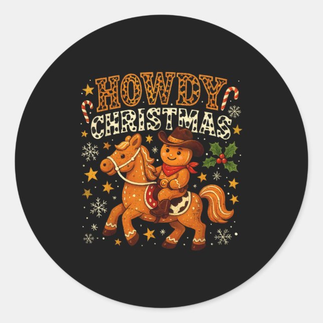 Adesivo Howdy Christmas Cowboy Gingerbread Design  (Frente)