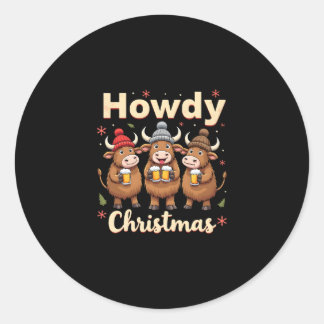 Adesivo Howdy Christmas Funny Highland Cow Xmas Cows Lover