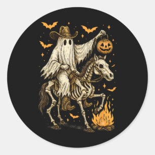 Adesivo Howdy Cowboy Ghost Pumpkin Andando Skeleton Cavalo