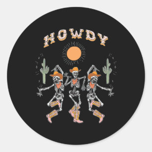 Adesivo Howdy Cowboy Skeleton Dancing Country Hall Ocident