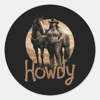 Adesivo Howdy Western Black Cowgirl Mulher Americana Afric