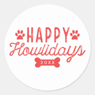 Adesivo Howlidays feliz feriado branco e vermelho de