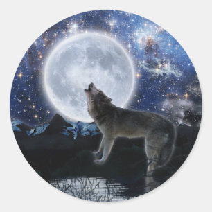 Adesivo Howling Cinza Wolf & Moon