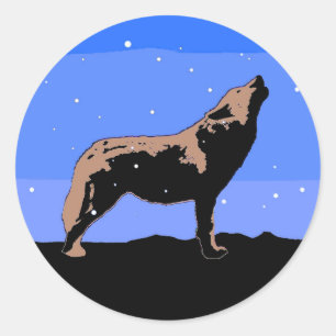 Adesivo Howling Wolf no inverno - Arte original sobre a vi