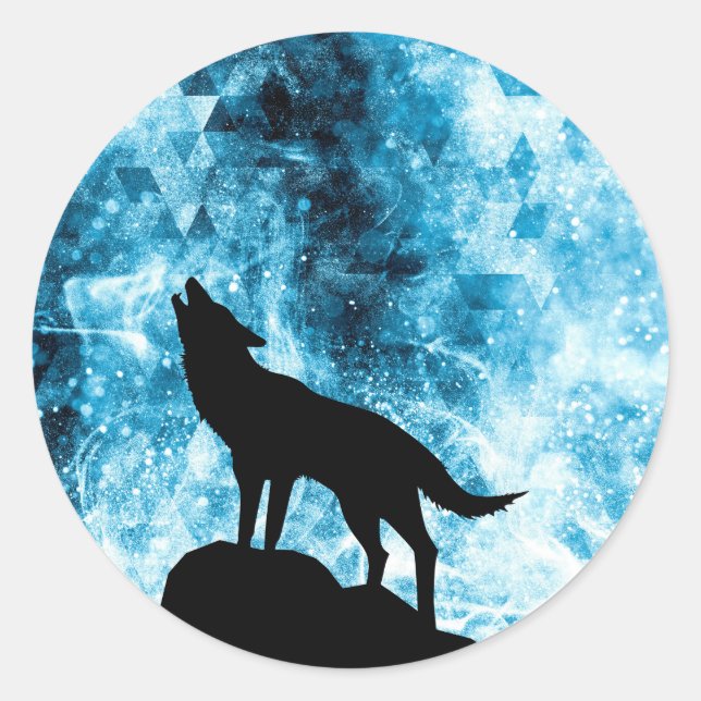 Adesivo Howling Wolf Winter snowblue smoAbstrato (Frente)