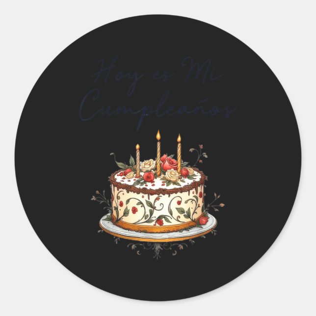 Adesivo Hoy Es Mi Cumpleaños Con Cake Spanish Birthday Gif (Frente)