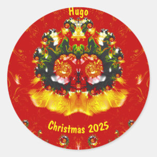 Adesivo HUGO ~ NATAL Vermelho Verde Amarelo Vermelho ~