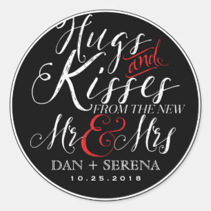 Adesivo Hugs Kisses New Mr e Mrs Wedding Favor Sticker