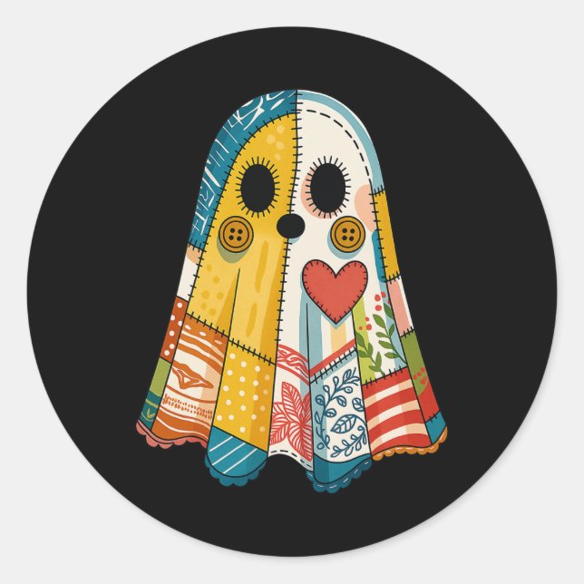 Adesivo Hugvyn Halloween Patchwork Ghost Spooky Quilt Ghos (Frente)