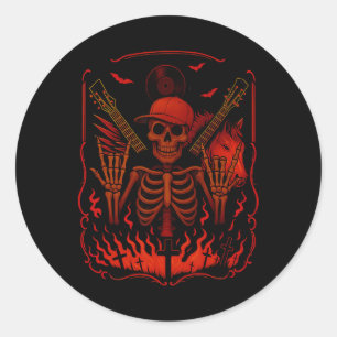 Adesivo Hugvyn Halloween Skeleton Rock Hand Rocker Mens Bo