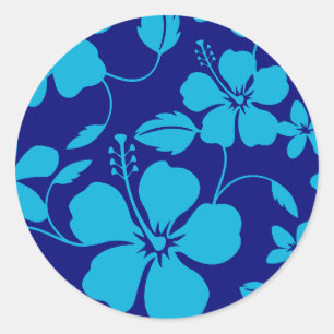 ADESIVO HULA HAWAIIANO (HIBÍSCUS) AZUL ESCURO/CLARO
