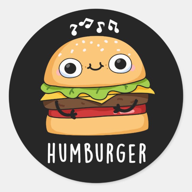 Adesivo Humburger Funny Humming Burger Pun Dark BG (Frente)