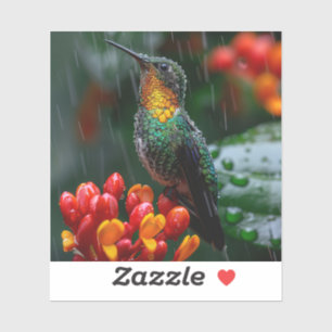 Adesivo Hummingbird Emperrado na Flor Brilhante