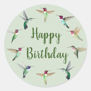 Adesivo Hummingbird Happy Birthday ClassRound Sticker