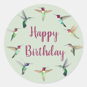 Adesivo Hummingbird Happy Birthday ClassRound Sticker
